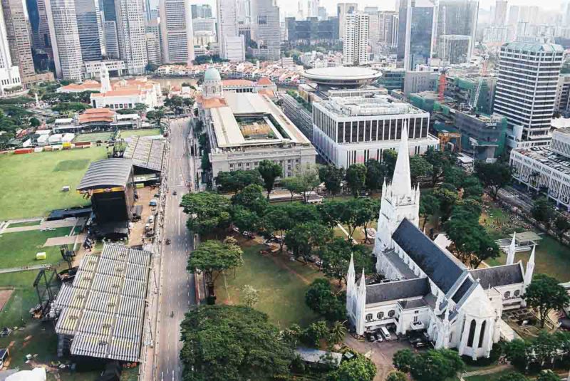 St Andrews Cathedral from the Swissotel, Singapore