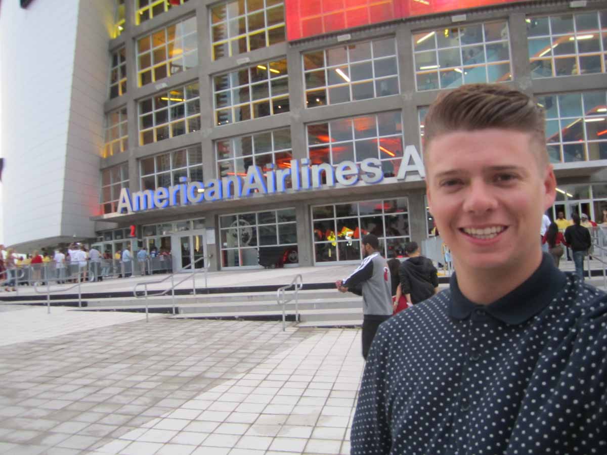 Luke outside American Airlines Arena Miami