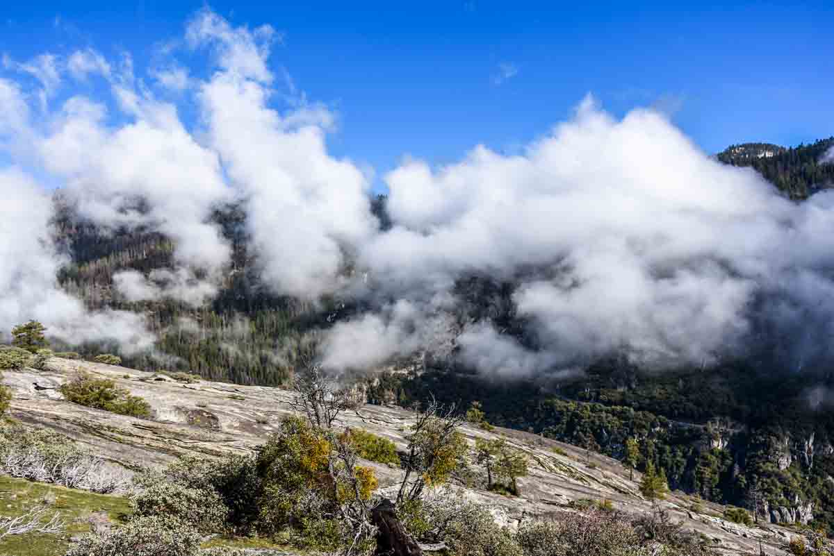Driving through Yosemite National Park - clouds