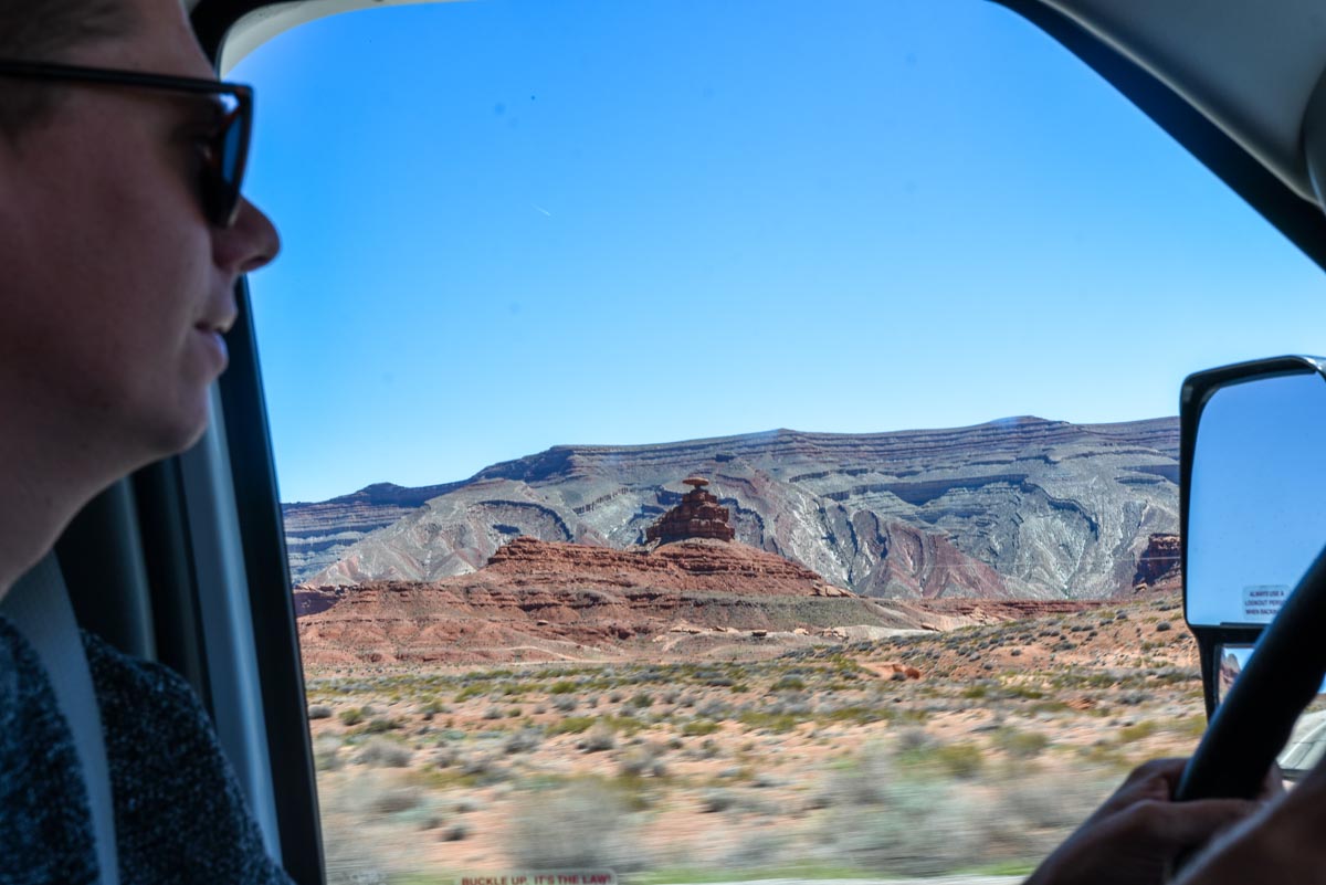 Mexican Hat out the window as we drive by