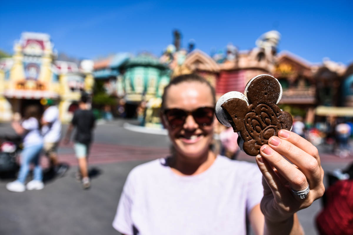 Mickey ice cream sandwich at Disneyland Anaheim