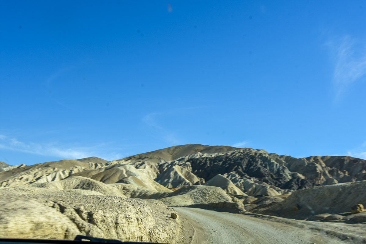 Driving through Twenty Mule Team Canyon