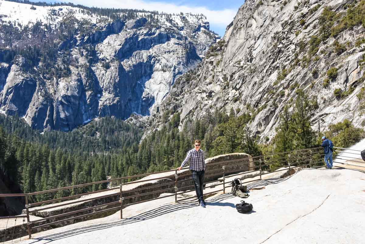 View of Yosemite Mountains from the top of Vernal Falls