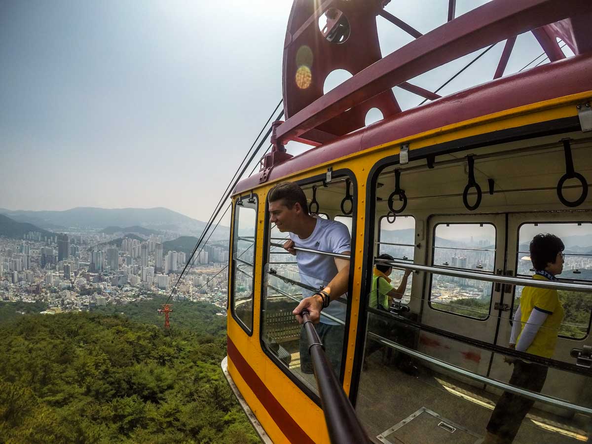 Hanging out the Geumgang Park cable car