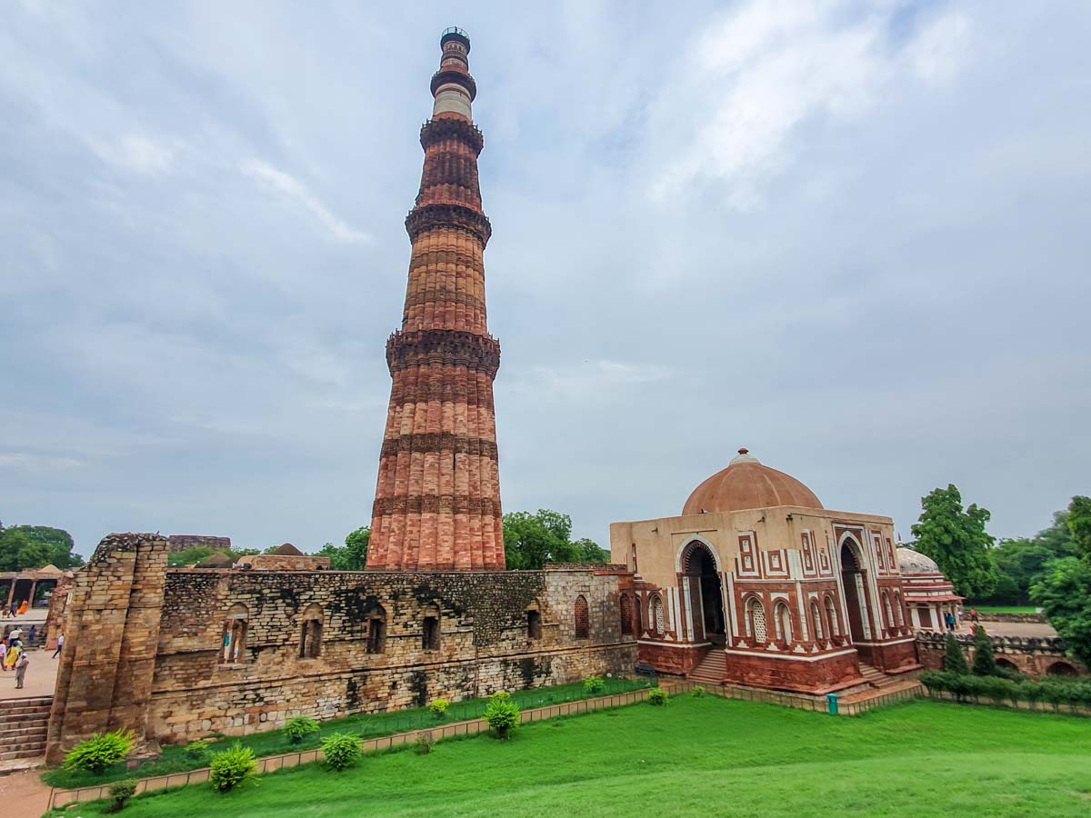 Qutb Minar and the Alai Darwaza at the Qutb Minar complex Delhi