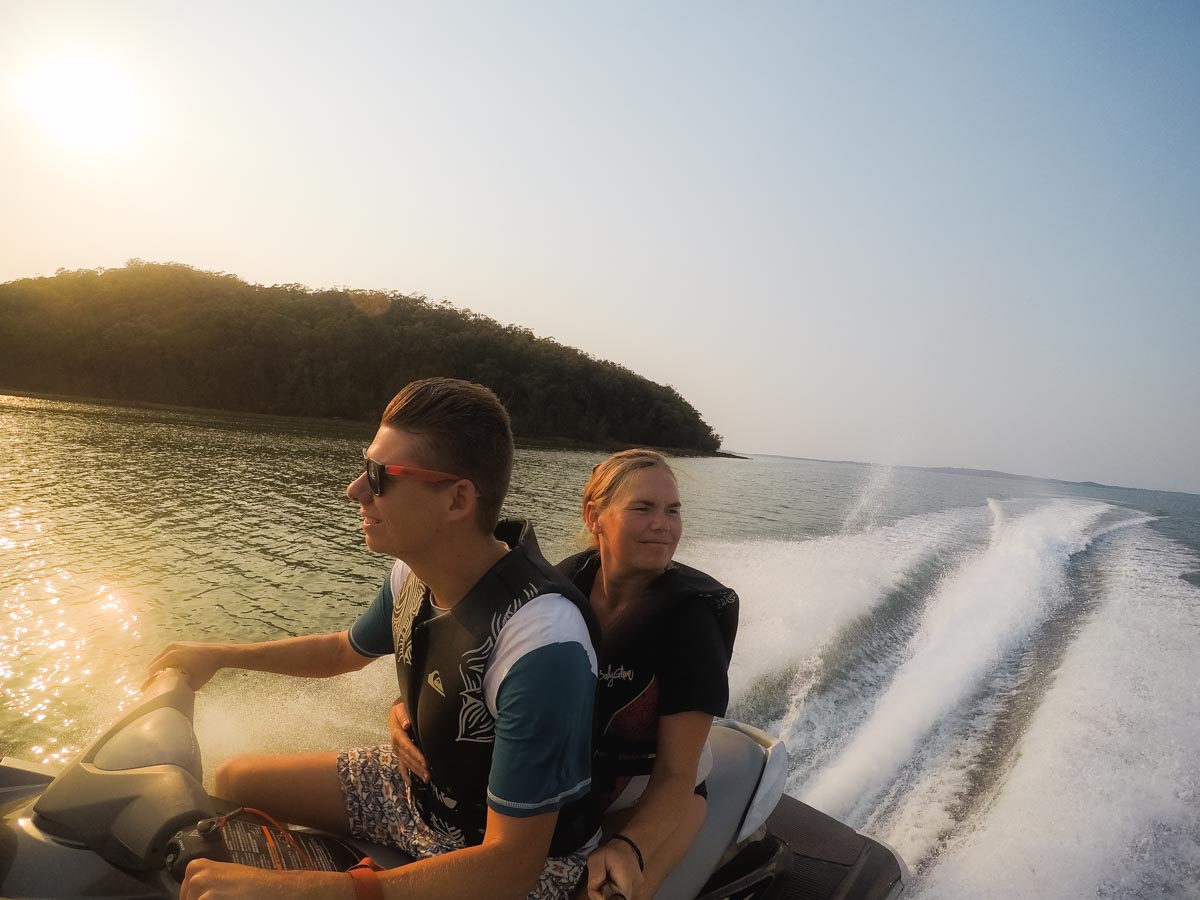 Jetskiing in North Arm Cove, Port Stephens