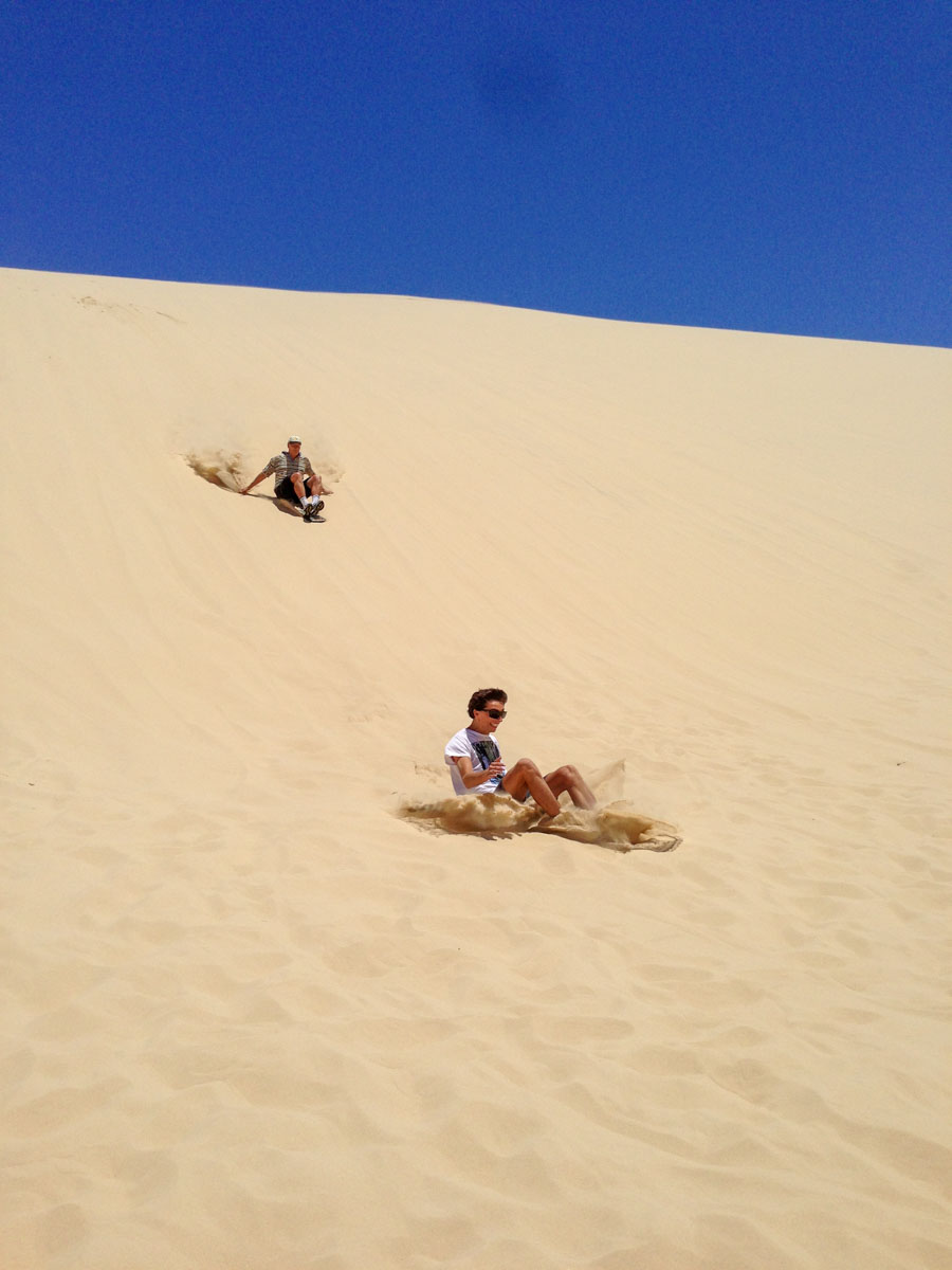 Sandboarding on Stockton Dunes