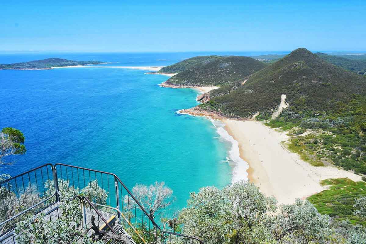 Zenith Beach and Final Bay Spit from Tomaree Head