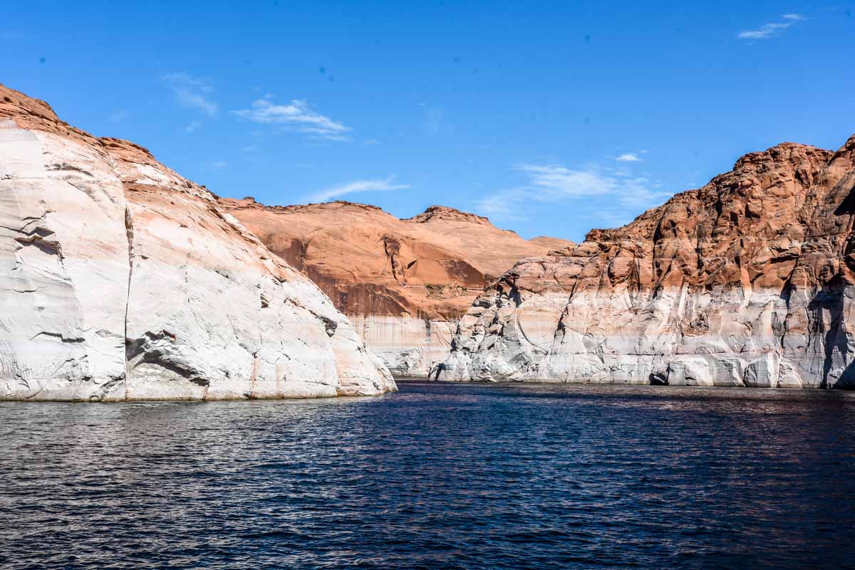 Whitewashed walls of Navajo Canyon, Lake Powell