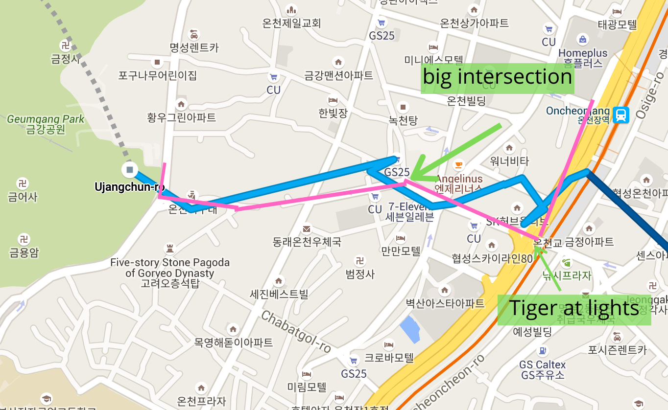 walking map to geumgang park cable car